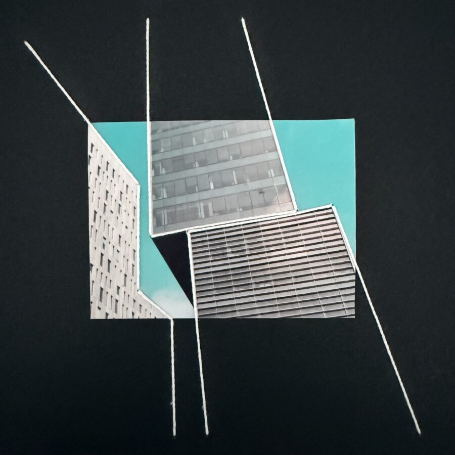 Photographie d'architecture moderne du quartier à Barcelone Broderie à la main des contours des bâtiments